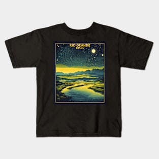 Rio Grande Brazil Starry Night Vintage Tourism Travel Poster Kids T-Shirt